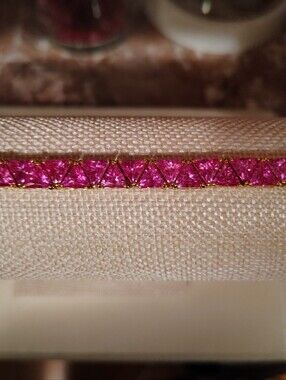 Suzanne Somers 7.5" Hot Pink Trillion CZ 925 Bracelet.